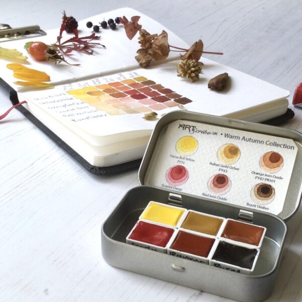 Collection: Warm Autumn Palette - A palette of warm, rich reds, oranges, yellows and umbers to capture the beauty of the autumn season. Hand mulled in Devon by Art Scribe