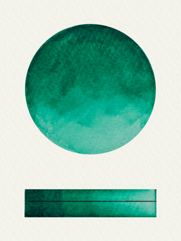 Heliogen Green - (sometimes called: Phthalo Green Dark) is a dark bluish green which becomes very vibrant when thinned or mixed with white. By Art Scribe